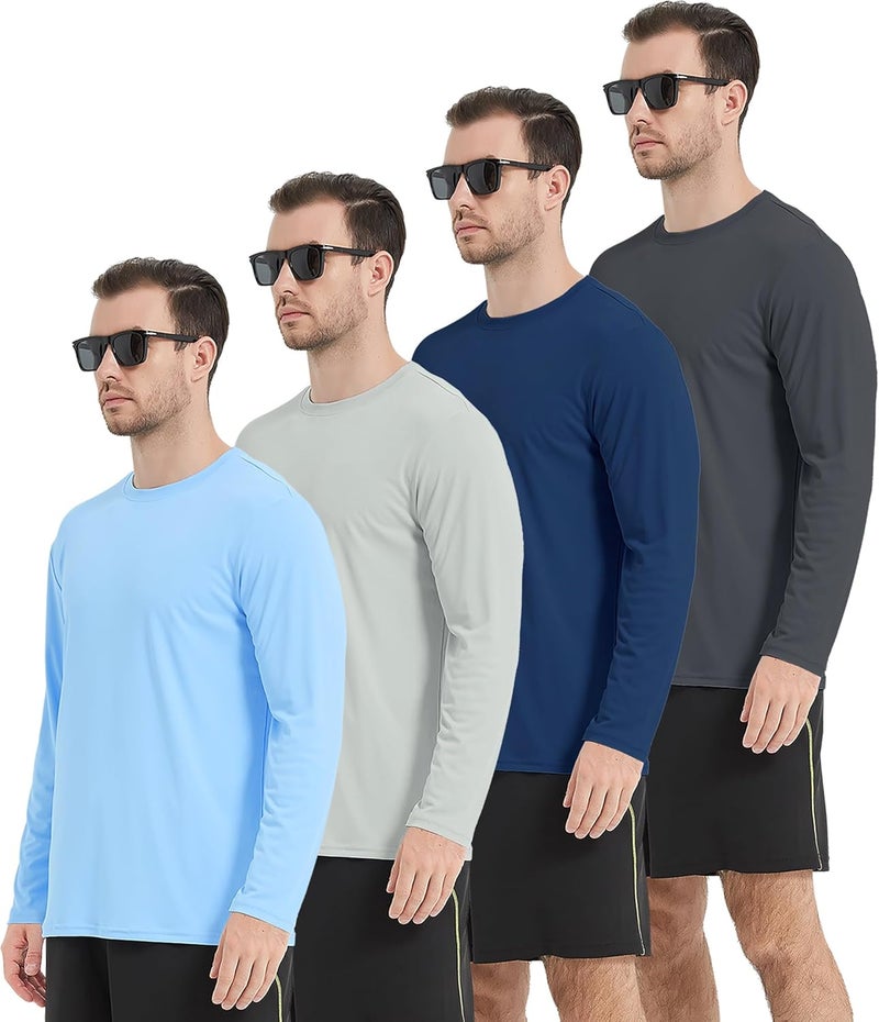 Kinglaman 4 Pack Men's UPF 50+ Rash Guard Swim Fishing Sun Shirts, Long Sleeve SPF UV Sun Protection Shirts for Men - Image 1